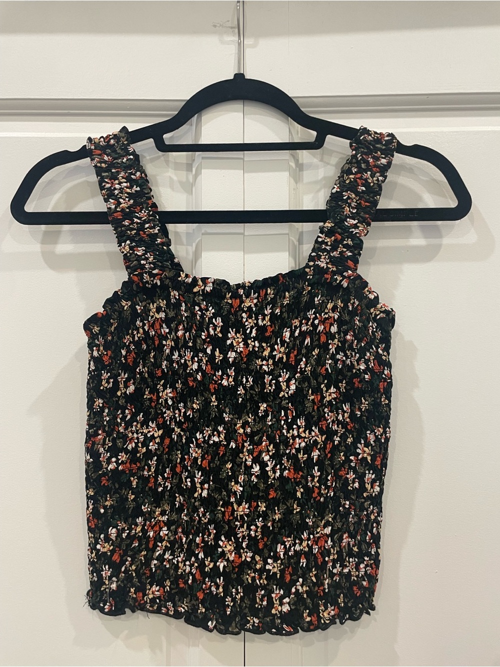Abercrombie & Fitch Black Floral Smocked Tank